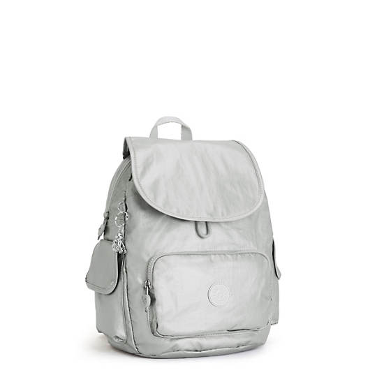 Plecaki Kipling City Pack Small Metallic Srebrne | PL 1701DF